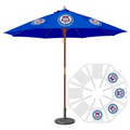 9' Round Wood Umbrella with 8 Ribs, Full-Color Thermal Imprint, 4 Locations